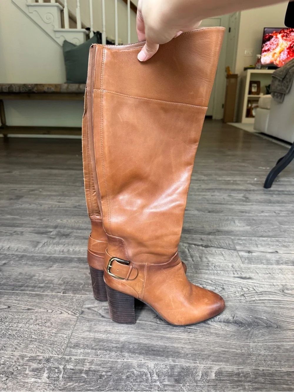Vince Camuto Cognac Leather Over-the-Knee Boots